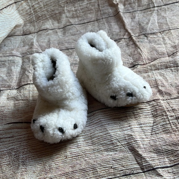 Sorel | infant toddler Bear Paw white slippers booties shoe size 4 like new - Picture 8 of 11